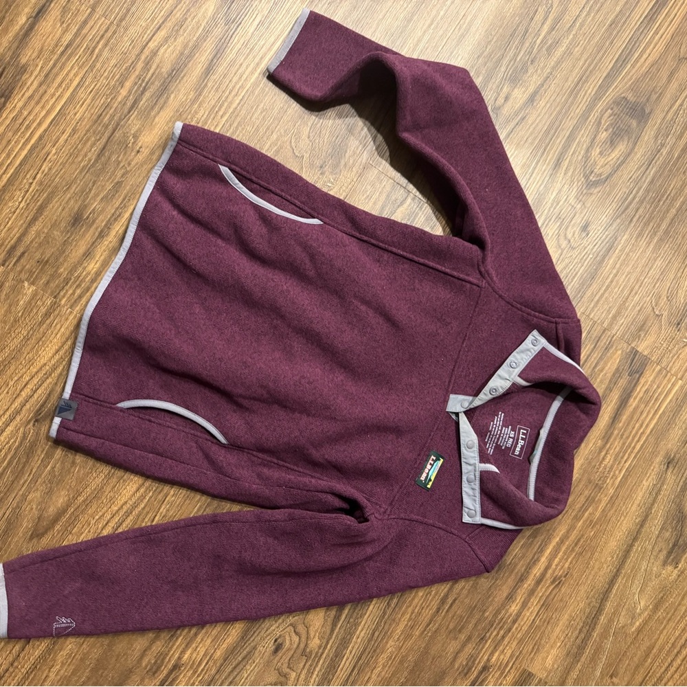 Burgundy Fleece Jacket with Gray Accents